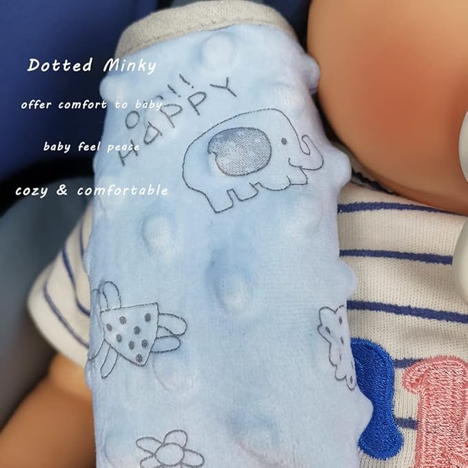 car seat Strap Cover for Baby, seat Belt Cover Cushion, Belt Pads fit Baby Carrier/Pushchair/Stroller, Cozy Peace Dotted Minky, Blue