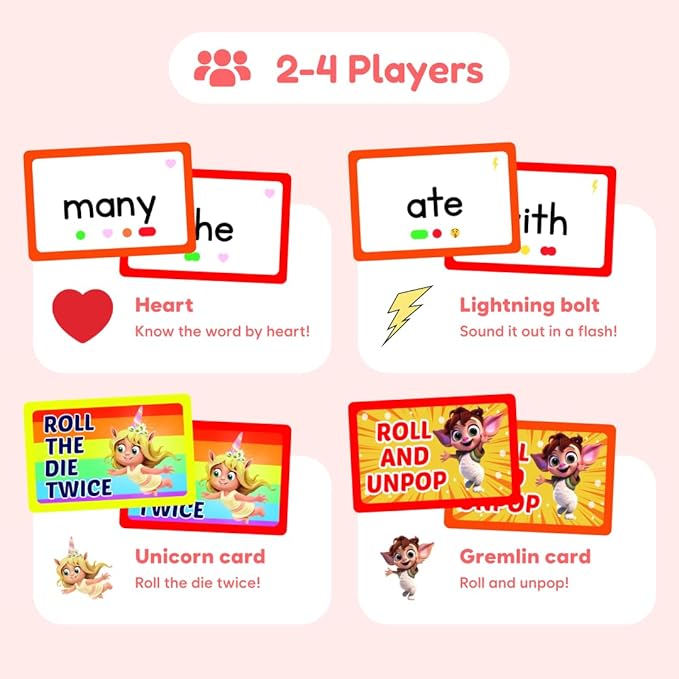 THE FIDGET GAME Sight Words - Reading Flashcards and Pop Fidget Toys for Kids K to Second Grade - Learning Activities and Games for High-Frequency Dolch Sight Words - Includes Mats and Dice