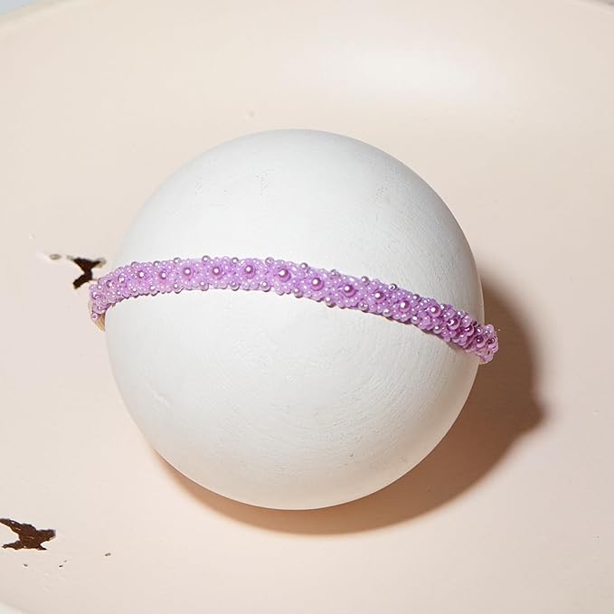 Zeroest Newborn Photography Props Baby Girl Photoshoots Pearl Headbands Infant Girl Photo Posing Beaded Headband Prop (Lilac, One Size)