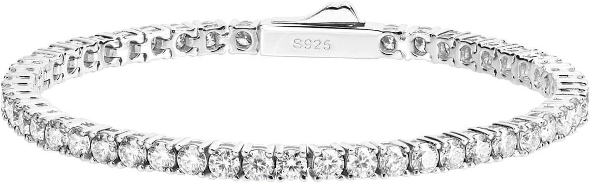 EcoGems Moissanite Tennis Bracelet for Women and Men – 18K White or Yellow Gold Plated Sterling Silver – Lab Grown D Color VVS Clarity Stones – Elegant Gift Box Included