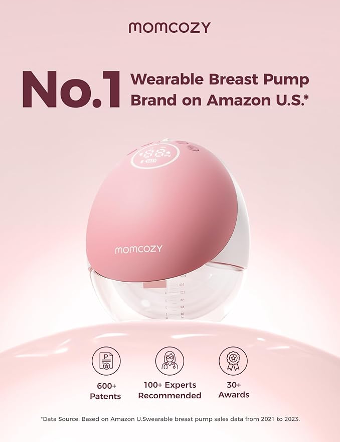 Momcozy Wearable Breast Pump, Hands Free Upgraded Mobile Flow | M9, App Discreet Control with Personalized Multi-Modes & 15 Levels, Wearable Breast Pump 24mm, 2 Pack Cozy Red