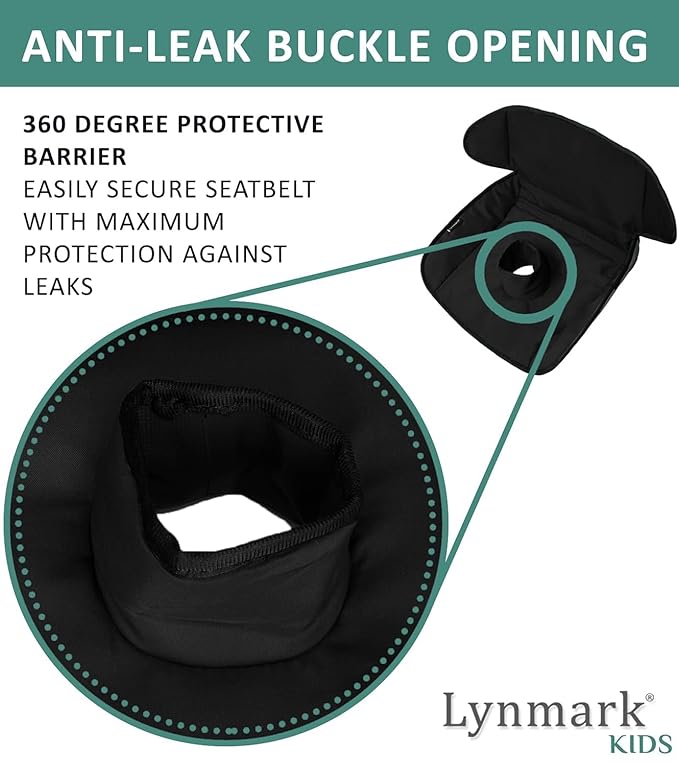 Lynmark® Potty Training Car Seat Protector Cover - Waterproof Soft Piddle Pads for Toddlers and Baby Carseat - Travel-Friendly Universal Washable Liner Mat for Spills, Nappy Leaks, Accidents - Black