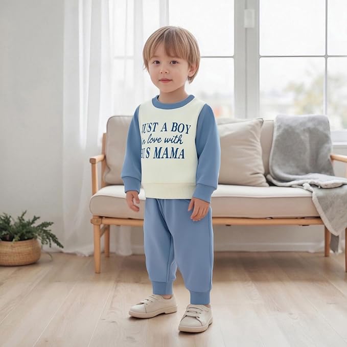 Infant Baby Boy Fall Clothes Set Funny Letter Sweatshirt Pant Outfit Toddler Winter Clothes 6 12 18 Months 2T 3T