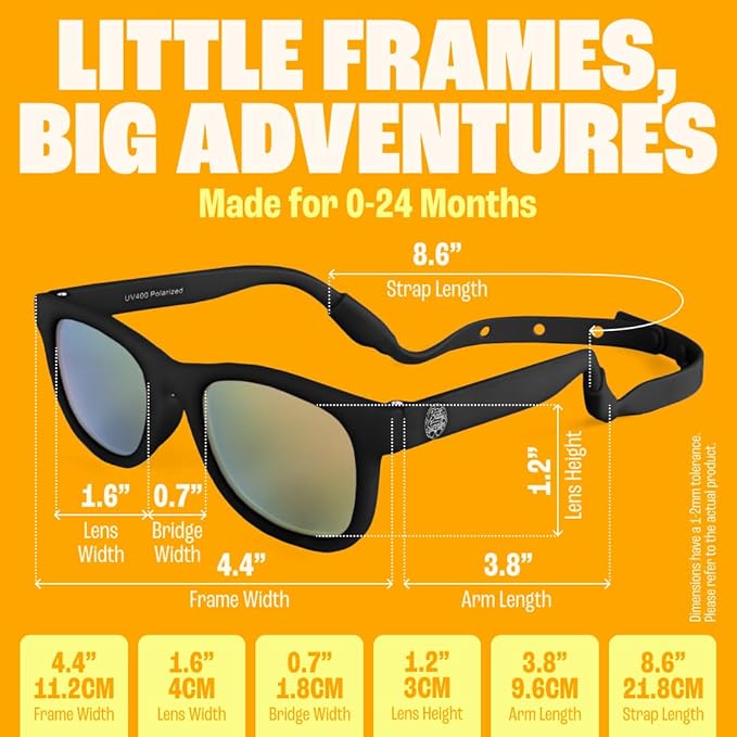 Polarized Baby Sunglasses With Strap - Unbreakable Flexible Infant Sunglasses For Toddlers Newborns 0-24 Months