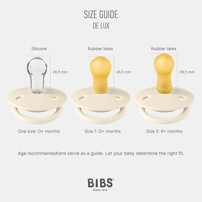 BIBS De Lux Baby Pacifier 2-Pack | Made in Denmark | BPA Free Dummy Soother, Round Nipple. Silicone, OneSize (0-36 Months), Nordic Mint/Island Sea