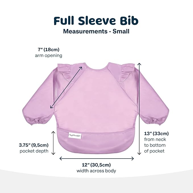 Tiny Twinkle Long Sleeve Bib for Babies & Toddlers | Waterproof Smock Bib for Eating | Machine Washable & Mess-Proof Feeding Essentials | Newborn Shower Gift (Floral Pop, 6–24M)