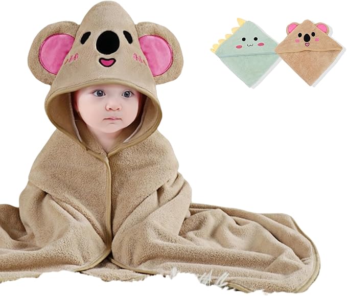 2Pcs Baby Hooded Towel,31 * 31 in Toddler Bath Towels for Newborn Babies,Toallas de Baño para Bebe,Organic Infant Kids Boy Essentials 1-3