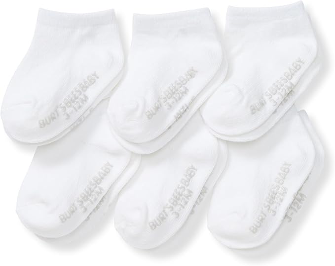 Burt's Bees Baby Baby Girls' Ankle Socks with Non-Slip Grips (6-Pack)