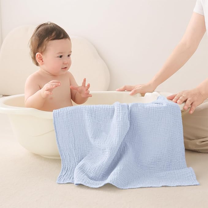 Susurration Muslin Burp Cloths 24x24 Inches Ultra Soft 100% Cotton, 4 or 7 Pack Baby Washcloths for Newborn, Absorbent Burp Rags & Swaddle Blankets