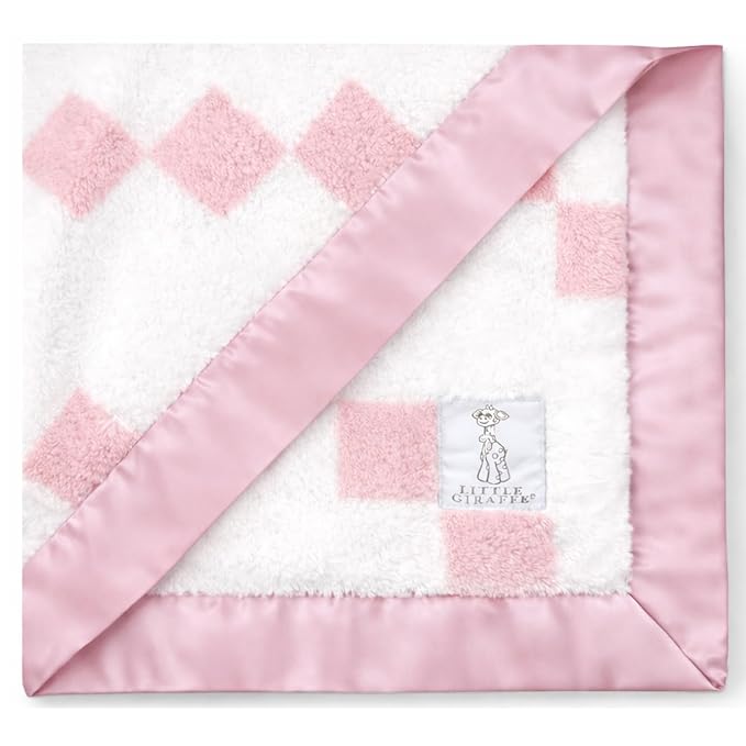 Little Giraffe Luxe Baby Blanket – 29x35” Satin Trim, Stairway Dusty Pink | Ultra-Soft, Hypoallergenic Stroller & Nursery Blanket | Perfect for Newborns & Toddlers
