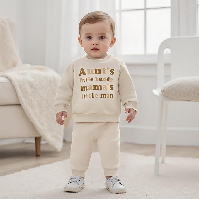 Infant Baby Boy Fall Clothes Set Funny Letter Sweatshirt Pant Outfit Toddler Winter Clothes 6 12 18 Months 2T 3T