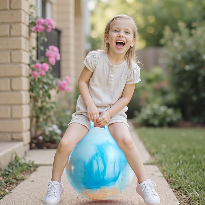 Upper Rider Clouds Hopper Ball for Kids,20 Inch Bouncy Ball with Handle,Inflatable Hopping Toys for Boys Girls Aged 6-12, Indoor Outdoor Jumping Toys Gift with Pump