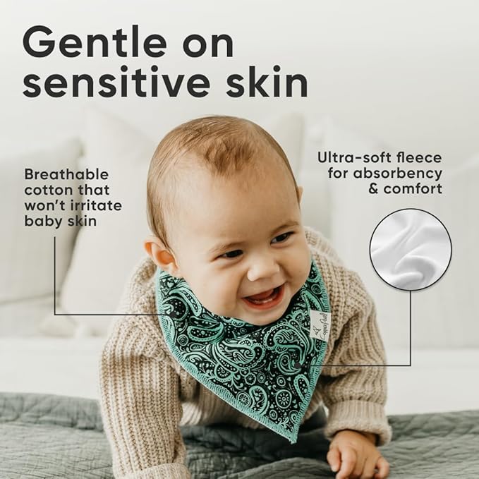 Copper Pearl 4 Pack Soft Cotton Baby Bibs for Drooling and Teething, Absorbent Drool Bibs for Baby Girl and Boy, Adjustable to Fit Newborns to Toddlers, Tons of Styles (Jo)