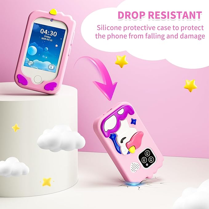 Kids Smart Phone for Girls, Kids Cell Phone Toy with 2.8” Touchscreen | Dual Cameras | Learning | MP3| 32 GB Card | Audiobooks,Toddler Play Phone Christmas Birthday Gift for Age 3 4 5 6 7 Year Old