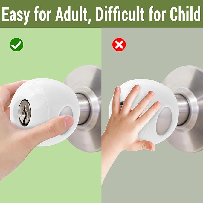 Child Safety Door Knob Covers 6 Pack Reusable Baby Proof Door Knob Locks Baby Proof Door Handle Protector for Kids Universal Fit Easy Grip Lockable Design No Tools Needed