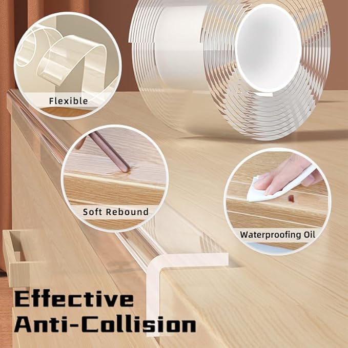 Clear Soft Corner Protectors for Furniture Strip,1.57 in x 13.12 FT Edge Bumper with 6 Corner Guards,Window Edge,Wall Protector,Table Corner Protectors and Fireplace in Family