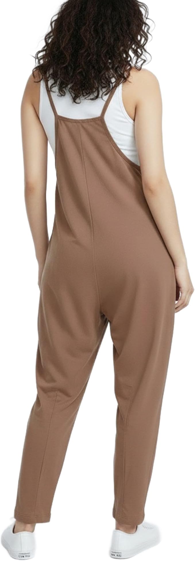 Motherhood Maternity womens Casual Baggy Sleeveless V-neck Pregnancy Romper Jumpsuit With Loose Spaghetti Straps and Pockets