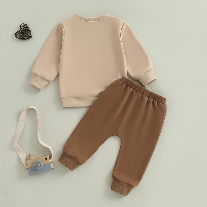 WZTYYDS Toddler Baby Boy Fall Clothes Letter Truck Long Sleeve Pullover Sweatshirt Tops Joggers Pants Set Winter Outfits