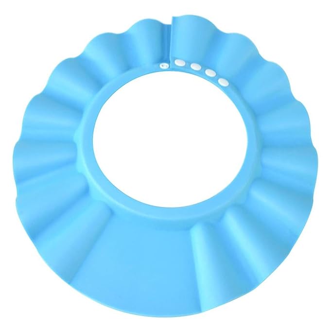 Soft Adjustable Baby Shower Cap - Head Visor for Washing Hair, Bathing Protection - Bath Cap for Toddler, Kids, Children (Blue)