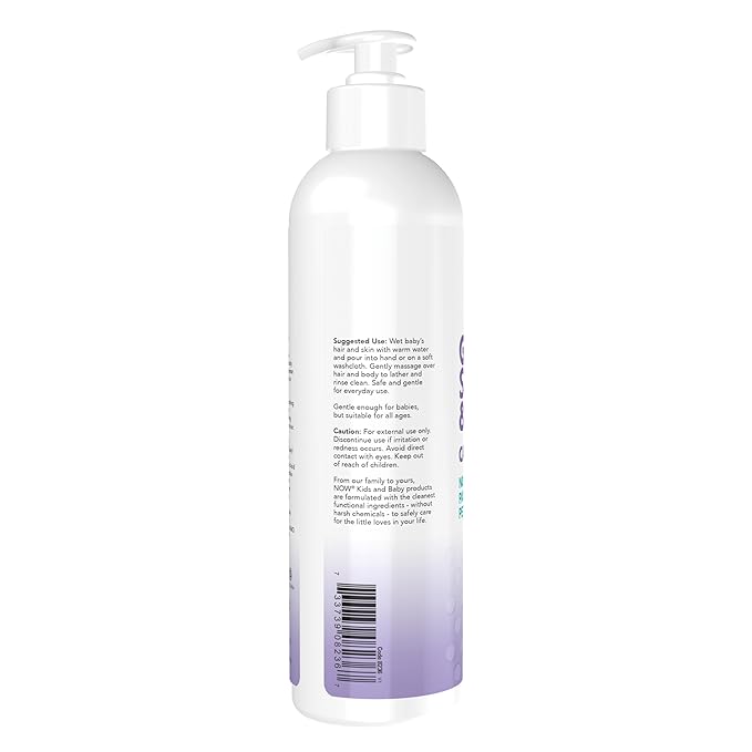 NOW Baby, Gentle Shampoo and Wash, Calming Lavender, Paraben Free, 8 Fluid Ounces