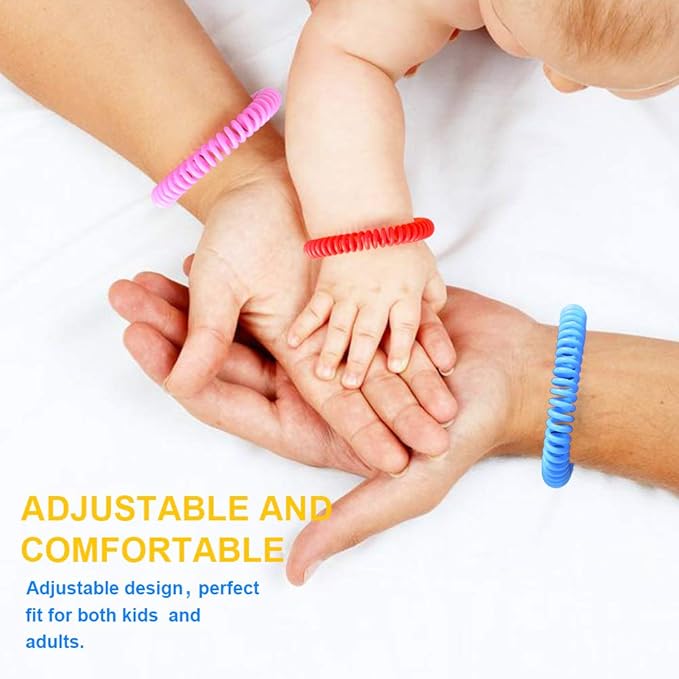 Mosquito Bracelets, 50 Pack Individually Wrapped, DEET Free, Natural and Waterproof Band for Adults & Kids