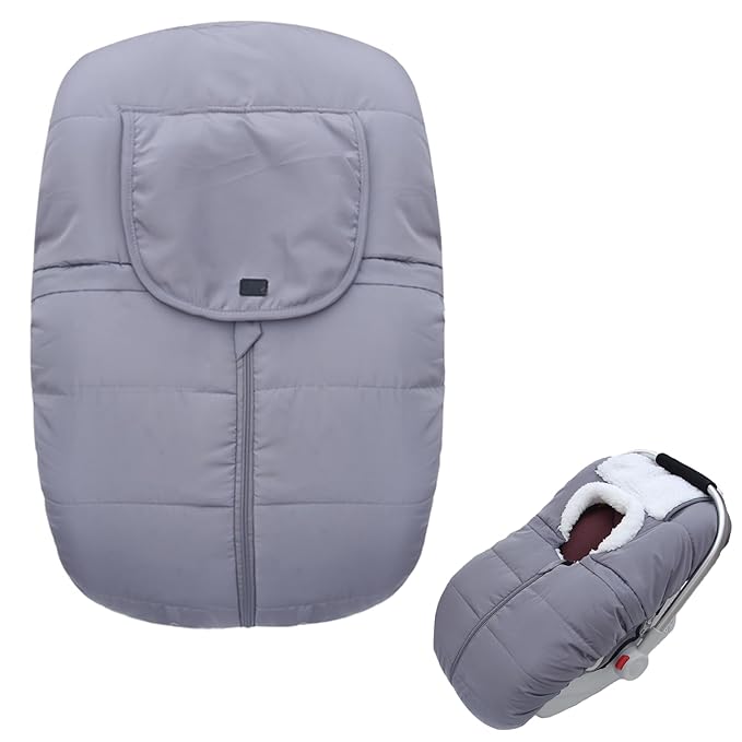 Winter Baby Car Seat Cover, Infant Car Seat Cover for Baby Seat or Stroller, Windproof Infant Warm Carseat for Keeping Newborn Babies Warm（Grey）
