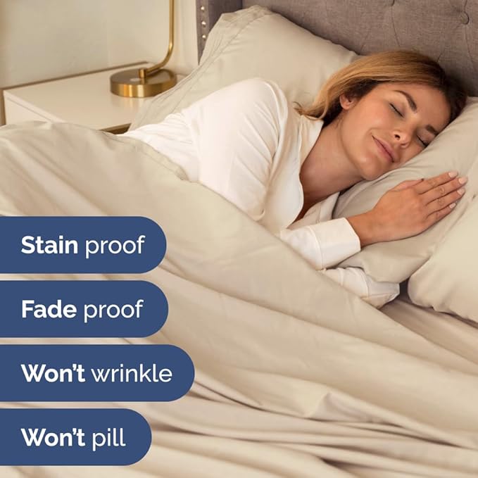 Flex Top Split Head King 4 Piece Sheet Set - Comfy Breathable & Cooling Bed Sheets Set - Hotel Luxury Bedding for Women, Men, Kids, Teens, Boys & Girls - Deep Pockets, Ultra-Soft - Oeko-Tex - Wheat