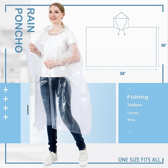 Disposable Rain Ponchos for Kids 6 Pack/Adults 10 and 6 Pack/Ponchos Family 6 Pack Extra Thicker Emergency Ponchos