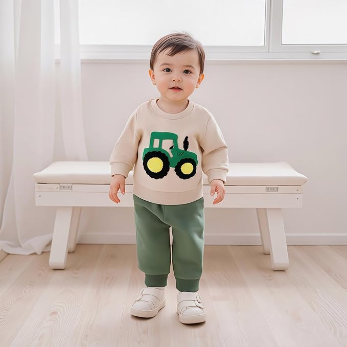 Baby Boy Fall Clothes Set Long Sleeve Letter Print Sweatshirt Pants Toddler Infant Outfits 6 12 18 24 Months 2T