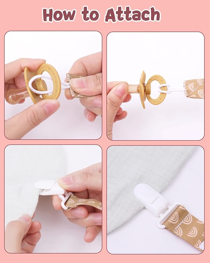 babygoal Baby Pacifier Clips 8 Pack, Pacifier Holder Clips Fits for Most Pacifier and Binkies-Neutral Color 8PB25