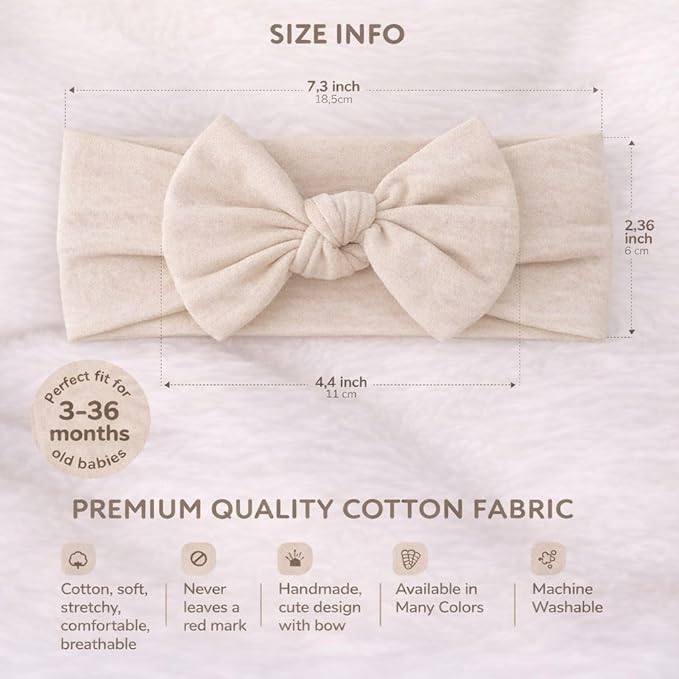 Baby Girl Headbands-Infant,Toddler Cotton Handmade Hairbands with Bows Child Hair Accessories