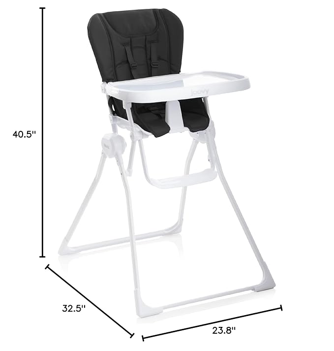 Joovy Nook High Chair Featuring Four-Position Adjustable Swing Open Tray, and Removable, Dishwasher-Safe Tray Insert for Easy Cleaning - Folds Down Flat for Easy Storage (Black)