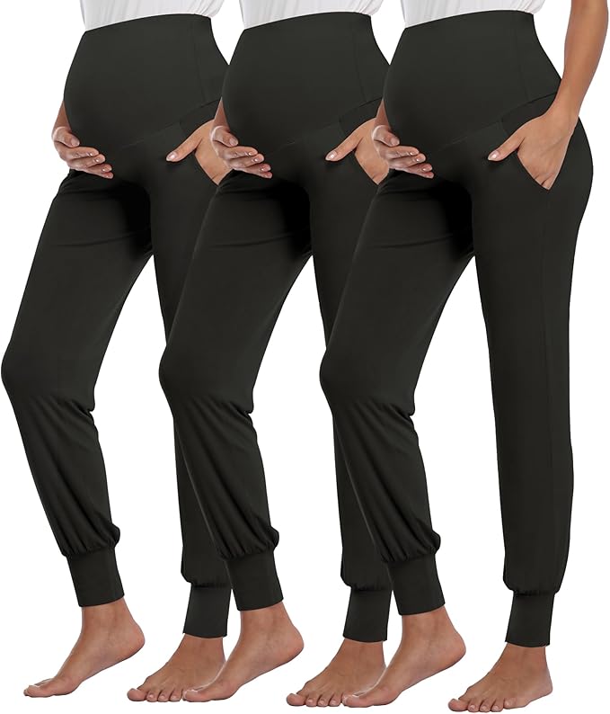 AMPOSH Women's Maternity Pants Stretchy Lounge Workout Sweatpants Casual Loose Comfy Pregnancy Joggers with Pockets