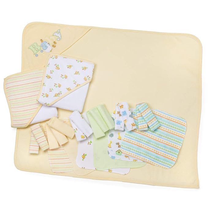 Spasilk 23-Piece Essential Baby Bath Gift Set, Yellow