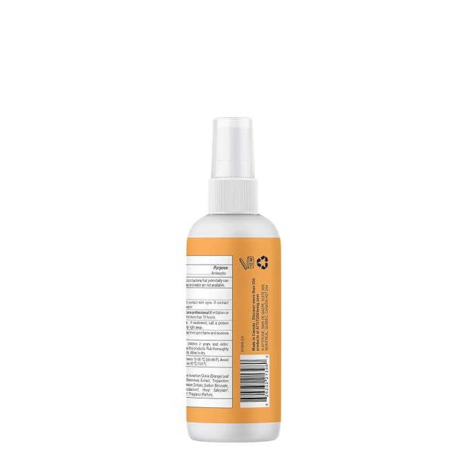 ATTITUDE Hand Sanitizer Spray for Adults and Kids, EWG Verified, Kills Bacteria and Germs, Vegan, Orange Blossom & Eucalyptus, 3.38 Fl Oz (Spray Bottle)