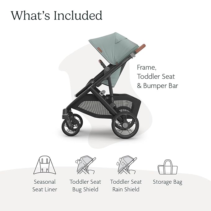 UPPAbaby Vista V3 Convertible Single-to-Double Stroller for Baby & Toddler, 30+ Configurations, Travel System Compatible, All-Wheel Suspension, XL Basket – Kenzi (Mystic Aqua/Carbon Frame)
