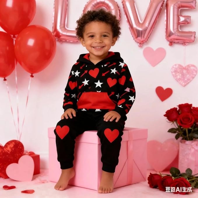 2-6T Toddler Baby Boy Clothes Color Blocking Hoodies + Pants Fall Winter Outfits