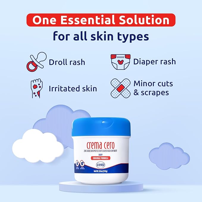 Crema Cero Diaper Rash Cream for Baby With Zinc Oxide – High-Strength Diaper Cream for Quick Relief and Protection – Hydrating and Soothing Baby Balm – 3.9oz