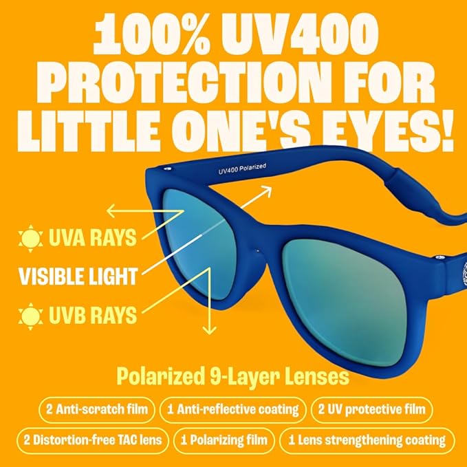 Polarized Baby Sunglasses With Strap - Unbreakable Flexible Infant Sunglasses For Toddlers Newborns 0-24 Months