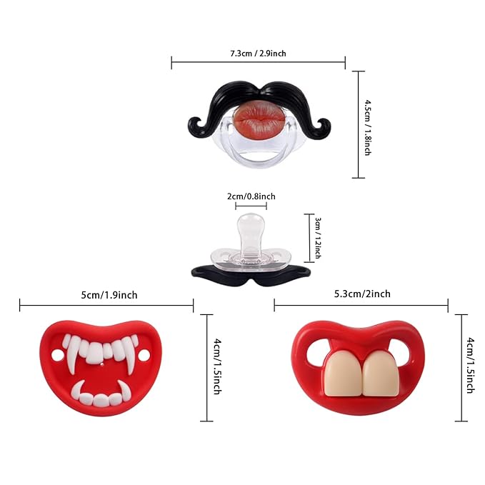 Funny Pacifiers for Babies, Newborn Pacifier 0-6-12-18 Months, Infants Pacifiers for 0-6 Months, Toddlers Mustache Pacifier, Baby Gift Pacifiers for Boys and Girls