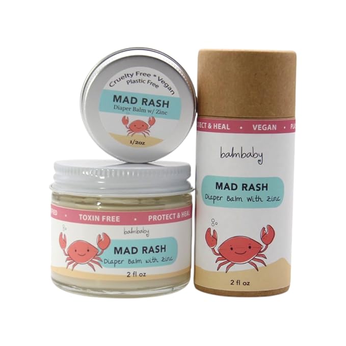 Mad Rash Diaper Balm with Zinc by Balm Baby – Natural Diaper Rash Cream & Multipurpose Baby Skin Ointment with Calendula, Vegan - Soothing, Healing, Moisturizing – Newborn Cradle Cap