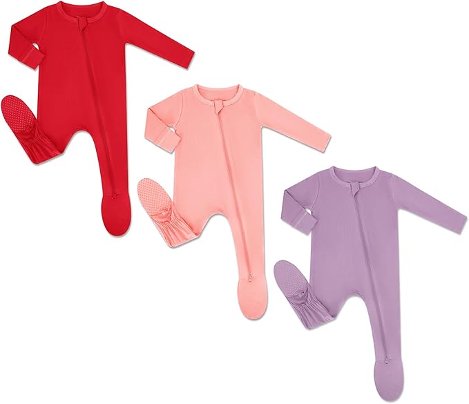 HAPIU Rayon from Bamboo Baby Footed Pajamas, 2 Way Premium Zipper, Footie for Baby Boy Girls, Newborn-24 Months