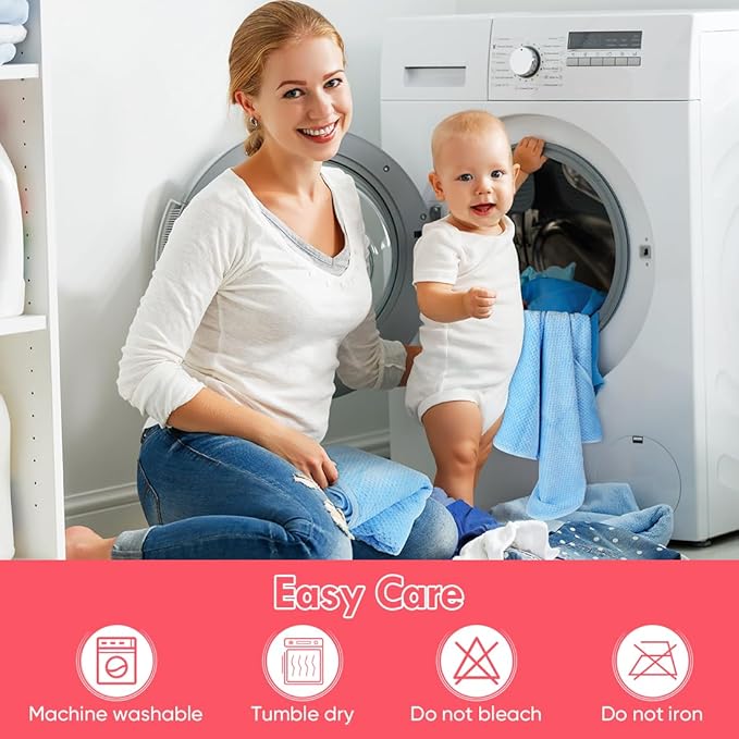 Orighty Baby Hooded Towel with Five Washcloths, 28 x 28 Inch Super Soft Bath Towel with Hood for Babies, Infant, Newborn Essential - Ideal Baby Stuff Registry for Boys and Girls (Blue) (Pack of 2)