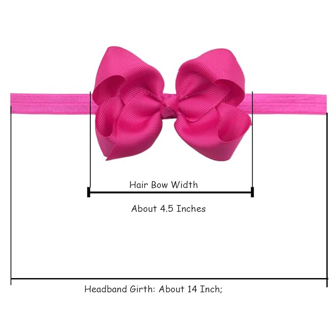 CÉLLOT Baby Girls Headbands Grosgrain Ribbon 4.5" Hair Bows Headband Big Bow Hair Bands for Toddler Pack of 30