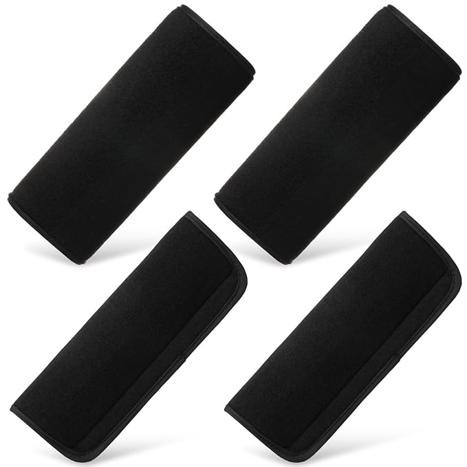 Riakrum 4 Pcs Baby Car Seat Belt Covers Soft Car Seat Straps Shoulder Pads for Kid Infant Stroller Strap Covers Safety Belt Cushion Pads for Boy and Girl(Black,10.63 x 4.33 Inch)