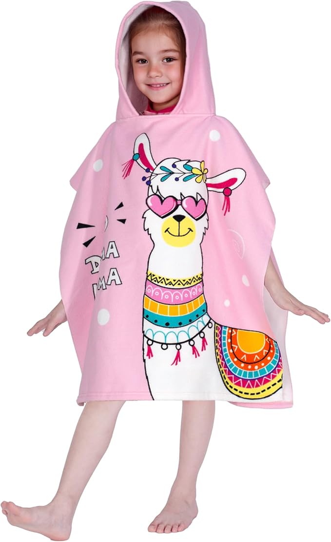 Hooded Kids Beach Towels - Toddler Bath Towel Girls Boys Swim Cover-ups for Ages 1 to 6 Kids Pool Towels Quick Dry Lightweight Soft Microfiber Poncho Towel 24x23(Alpaca)