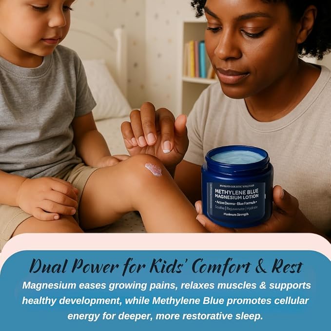 ProSeed Methylene Blue Magnesium Lotion with Yarrow, Turmeric, Frankincense, Vitamin E, Chamomile – Deep Moisturizing Cream for Face & Body – Bedtime & Post-Workout Massage for Kids, Men, Women - 2oz