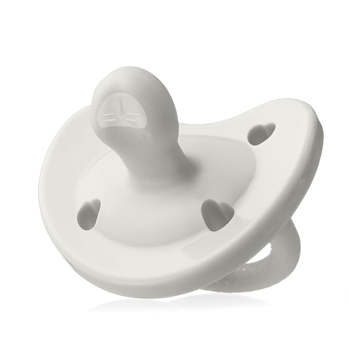 Chicco PhysioForma Luxe Orthodontic Pacifier, 0-6m | 100% Soft Silicone | Supports Breathing & Oral Development | Textured Shield & Handle | Includes Sterilizing Case | BPA Free | Pearl Grey, 2pk