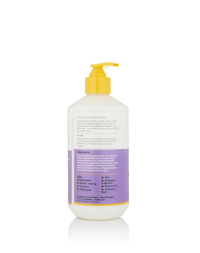 Alaffia EveryDay Shea Body Lotion, Gentle for Babies and Up, Gently Helps Clean Skin and Calm Children with Shea Butter, Lemon Balm, and Lavender Oil, Fair Trade, Lemon Lavender, 16 Fl Oz