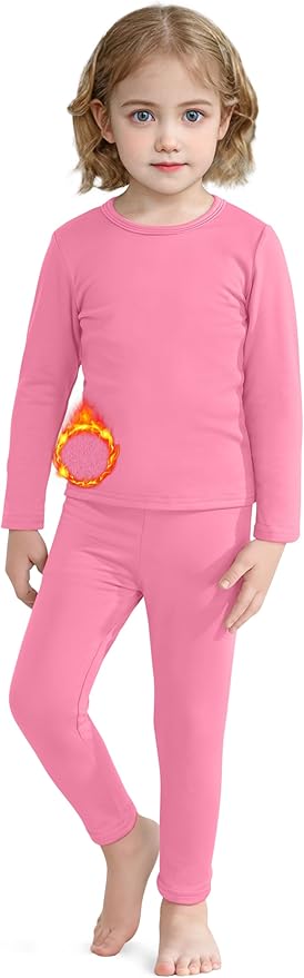 VZV 2T-6Y Toddler Thermal Set Thermal Underwear for Kids Fleece Lined Toddler Base Layer Long Johns for Kids Boys Girls